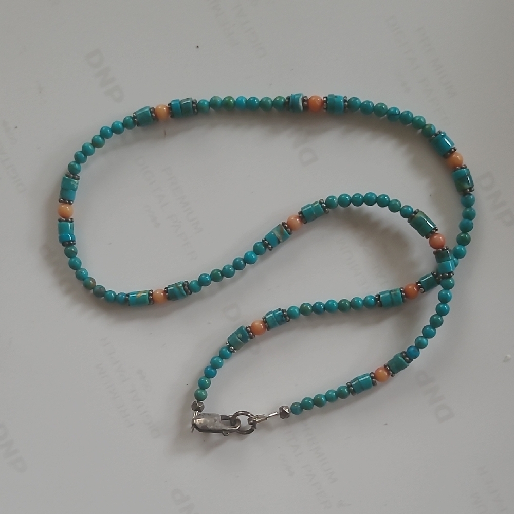 Turquoise and Tan Beaded Necklace